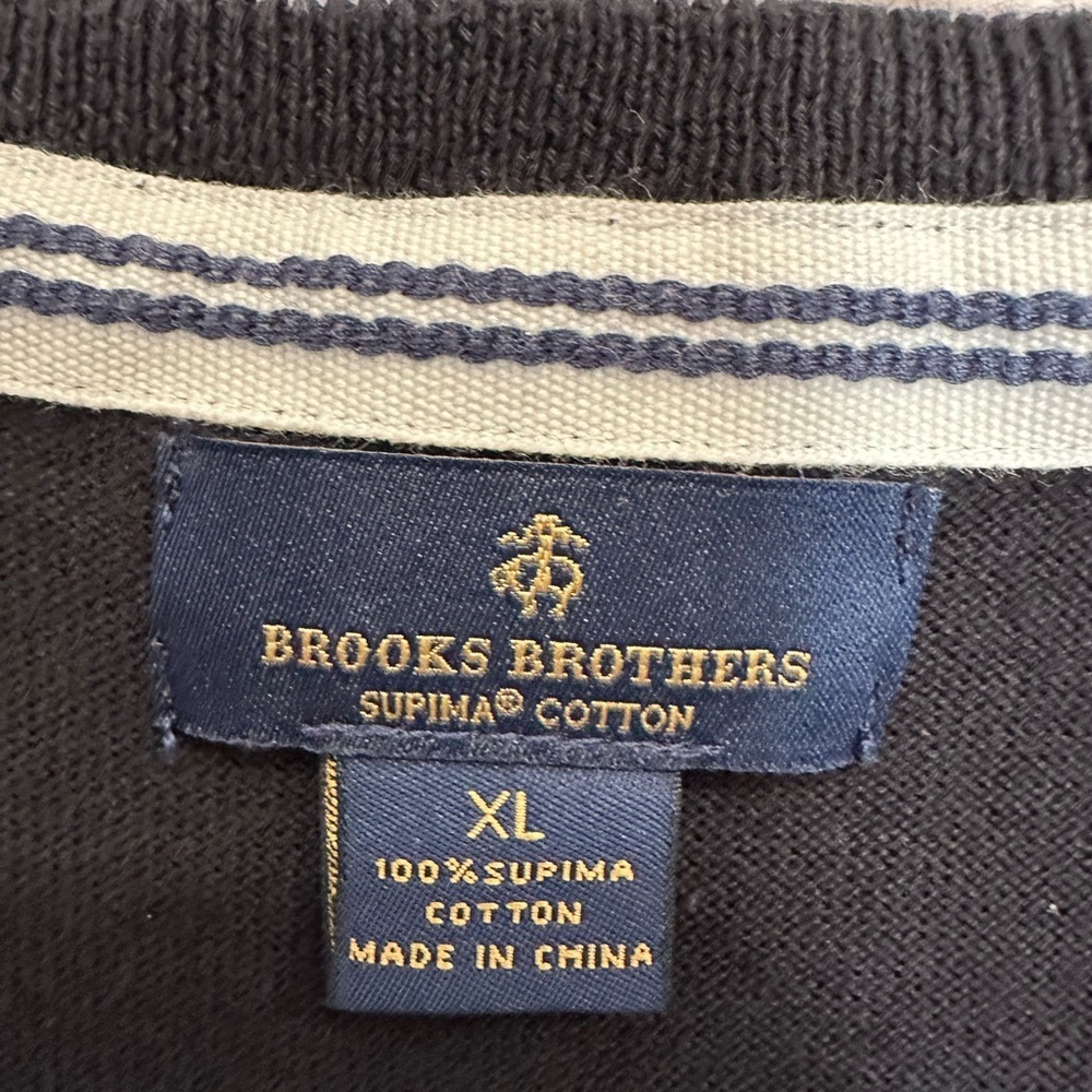 Men's Black Brooks Brothers V-Neck Sweater Size XL - Picture 4 of 5